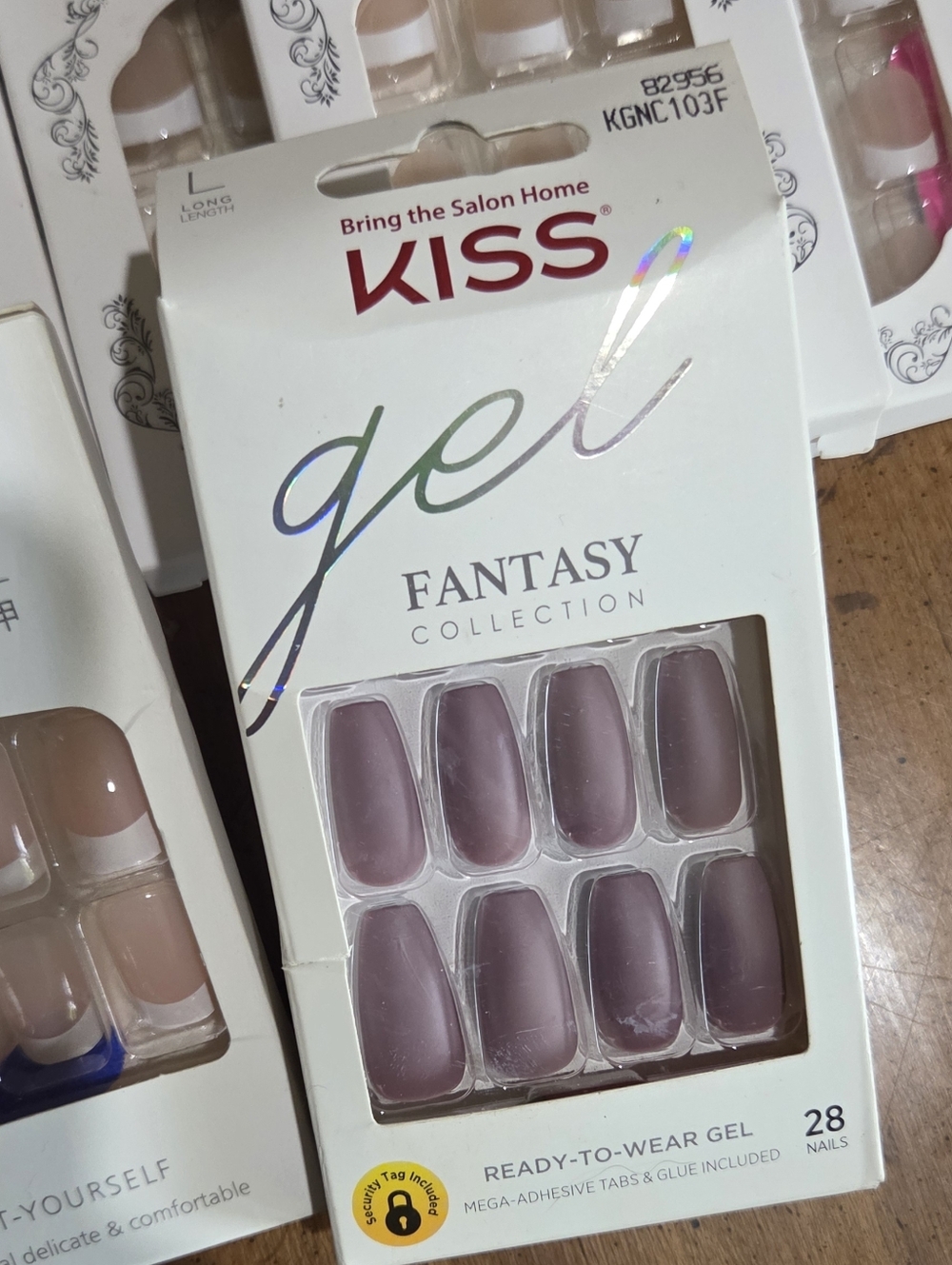 Assorted Glue-On Articial Nail Sets French Manicure x7, Black x1, Purple x1 KISS - Picture 2 of 7